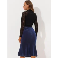 Allegra K Women's Feminine Retro Bodycon High Waist Velvet Fishtail Skirt -Avene Clothing Shop GUEST d251f13f a4d8 469a 8dc3 511acf7ec472