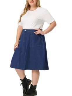 Agnes Orinda Women's Plus Size Button Down Casual A-Line Pockets Midi Jean Skirts -Avene Clothing Shop GUEST d4b4f079 2227 4dfc a2cc 8fe0d9ac1056