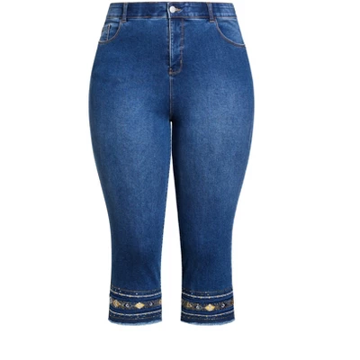 Women's Plus Size Lola Detail Jean - Mid Wash | AVENUE 2 Women's Plus Size Lola Detail Jean - Mid Wash | AVENUE - Image 2