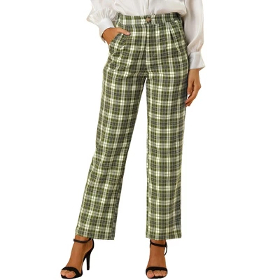 Allegra K Women's Plaid Elastic Waist Casual Work Office Long Trousers 19 Allegra K Women's Plaid Elastic Waist Casual Work Office Long Trousers - Image 19