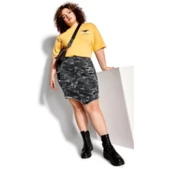 Women's Plus Size Tessa Ripped Skirt - Black Camo | SOCIETIE+ -Avene Clothing Shop GUEST da85ed05 5095 4ce4 95bb 9f6bc5934f9c