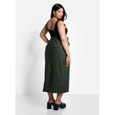 Rebdolls Women's Sierra Tie Belt Button Front Cargo Maxi Shift Skirt 3 Rebdolls Women's Sierra Tie Belt Button Front Cargo Maxi Shift Skirt - Image 3