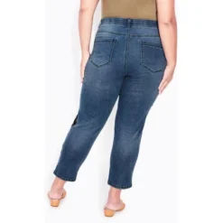 Women's Plus Size Lyric Embroidered Crop Jean - Mid Wash | ARNA YORK