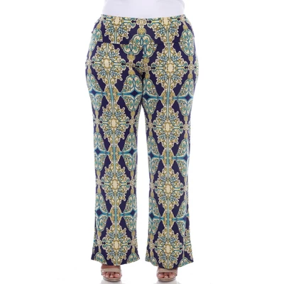 Women's Plus Size Printed Palazzo Pants - White Mark 5 Women's Plus Size Printed Palazzo Pants - White Mark - Image 5