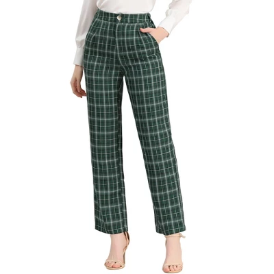 Allegra K Women's Plaid Elastic Waist Casual Work Office Long Trousers 12 Allegra K Women's Plaid Elastic Waist Casual Work Office Long Trousers - Image 12