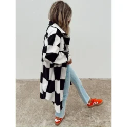 Women's Ascot + Hart Checkered Fleece Graphic Shacket -Avene Clothing Shop GUEST e18adfce 077b 4102 9e21 152274297d7b