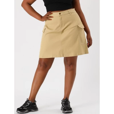Agnes Orinda Women's Plus Size Skirt A Line Casual Above Knee Zipper Front Flare Skirts 2 Agnes Orinda Women's Plus Size Skirt A Line Casual Above Knee Zipper Front Flare Skirts - Image 2