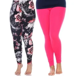 Women's Pack Of 2 Plus Size Leggings - One Size Fits Most Plus - White Mark -Avene Clothing Shop GUEST e2f1c4fb b454 4c18 82fe 573e55f72b0a