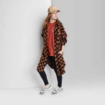 Women's Ascot + Hart Checkered Graphic Shacket - Brown 7 Women's Ascot + Hart Checkered Graphic Shacket - Brown - Image 7