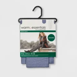 Warm Essentials By Cuddl Duds Women's Retro Ribbed High Waisted Leggings
