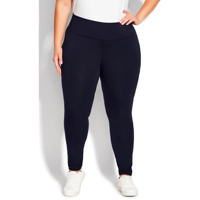 Women's Plus Size Pima High Rise Legging - Navy | AVENUE LEISURE 7 Women's Plus Size Pima High Rise Legging - Navy | AVENUE LEISURE - Image 7