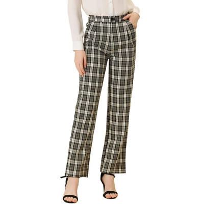 Allegra K Women's Plaid Elastic Waist Casual Work Office Long Trousers 15 Allegra K Women's Plaid Elastic Waist Casual Work Office Long Trousers - Image 15