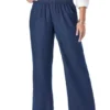 Jessica London Women’s Plus Size Chambray Wide Leg Pant
