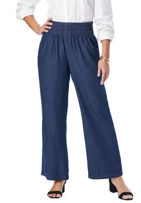 Jessica London Women’s Plus Size Chambray Wide Leg Pant 1 Jessica London Women’s Plus Size Chambray Wide Leg Pant