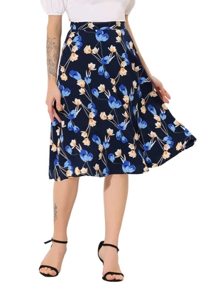 Allegra K Women's Chiffon Summer Vintage Floral Print A-Line Midi Skirts 4 Allegra K Women's Chiffon Summer Vintage Floral Print A-Line Midi Skirts - Image 4