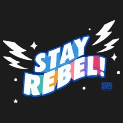 Junior's Rebel Girls Wavy Stay Rebel Logo Festival Muscle Tee