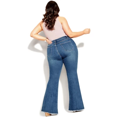 Women's Plus Size Harley Classic Flare Jean - Light Wash | CITY CHIC 1 Women's Plus Size Harley Classic Flare Jean - Light Wash | CITY CHIC