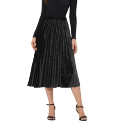 Allegra K Women's High Elastic Waist Velvet Pleated Swing Midi Skirt 13 Allegra K Women's High Elastic Waist Velvet Pleated Swing Midi Skirt -Avene Clothing Shop GUEST f2011d6c a884 483f 8671 dd14f302d76d