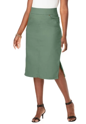 Jessica London Women’s Plus Size Comfort Waist Midi Skirt 4 Jessica London Women’s Plus Size Comfort Waist Midi Skirt - Image 4