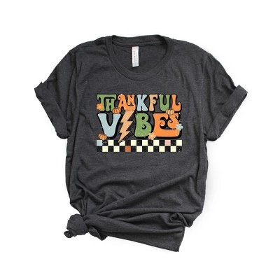 Simply Sage Market Women's Thankful Vibes Checkered Short Sleeve Graphic Tee 3 Simply Sage Market Women's Thankful Vibes Checkered Short Sleeve Graphic Tee - Image 3