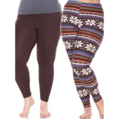 Women's Pack Of 2 Plus Size Leggings - One Size Fits Most Plus - White Mark -Avene Clothing Shop GUEST f695f55d 4ea4 4757 a360 b2c6512d11a8