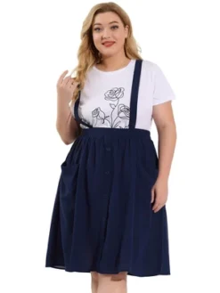 Agnes Orinda Women's Plus Size Casual Elastic Waist Suspender Skirt With Front Pockets -Avene Clothing Shop GUEST f878086a 2cee 4b7c 9d1d ad8cbadb8e66
