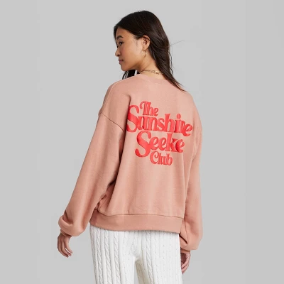 Women's Ascot + Hart Sunshine Fleece Graphic Pullover Sweatshirt - Orange 2 Women's Ascot + Hart Sunshine Fleece Graphic Pullover Sweatshirt - Orange - Image 2