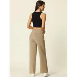 Seta T Women's Casual Ribbed Knit Elastic High Waist Tie Front Wide Leg Pants -Avene Clothing Shop GUEST f940c2bc deef 4aa7 b16e e5a612173969