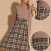Allegra K Women's Plaid High Elastic Waist Vintage Fall A-Line Midi Skirt